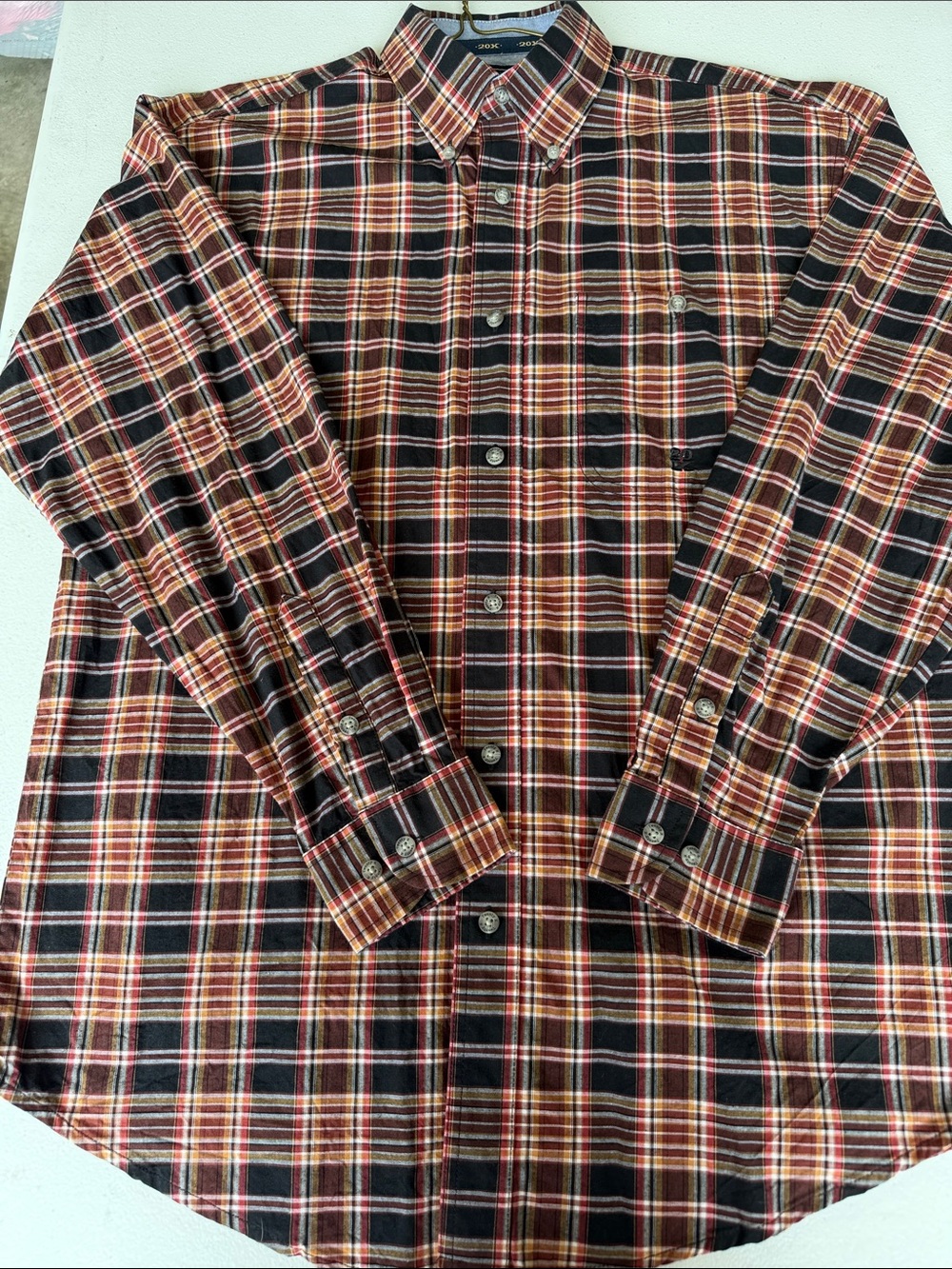 Twenty Plaid Flannel Shirt in Black, Brown & Orange